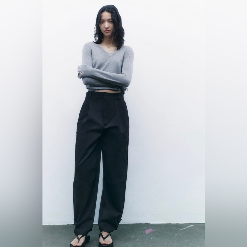 Zara Black Cargo Pants with Zippers